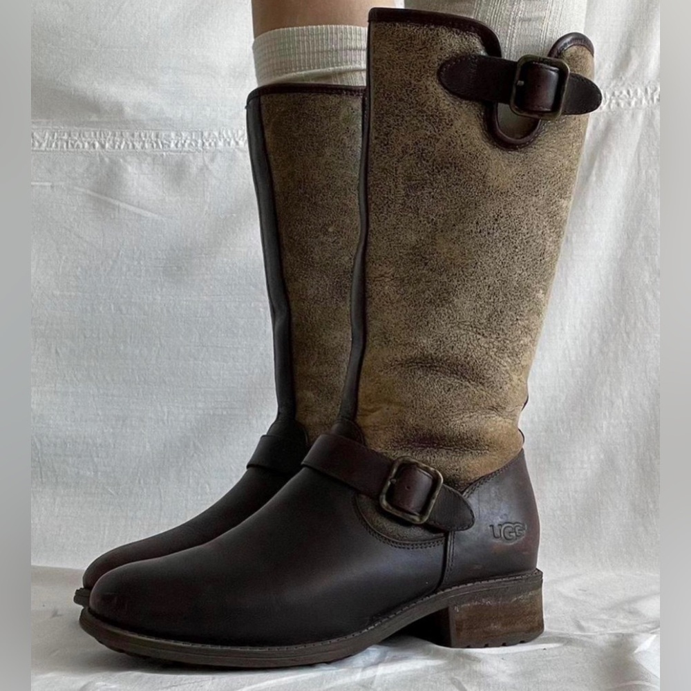 UGG CHANCERY BOMBER STOUT LEATHER BOOTS SIZE 7